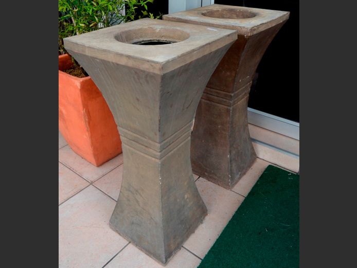 PAIR CONCRETE PLANTERS, 45 x 45 x 90cm