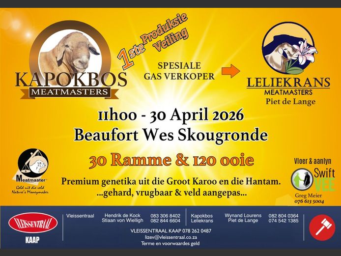 KAPOKBOS  MEATMASTERS 1STE PRODUKSIEVEILING