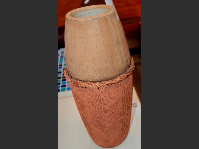 POTTERY VASE WITH ROPE DETAIL, 38cm High