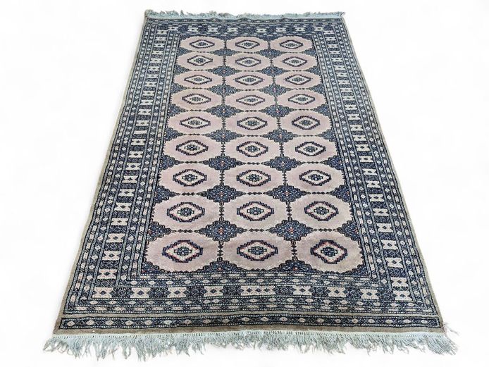 Traditional Bokhara Persian Rug with Hexagon Design & Fringes