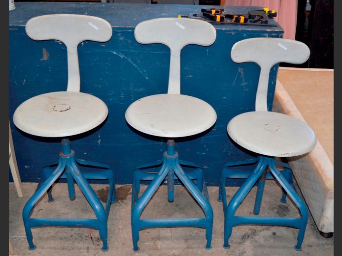 SET OF 3 WORKSHOP STOOLS
