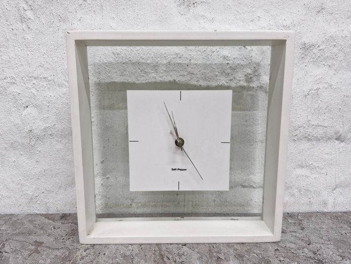 Salt & Pepper Minimalist Floating Dial Square Wall Clock