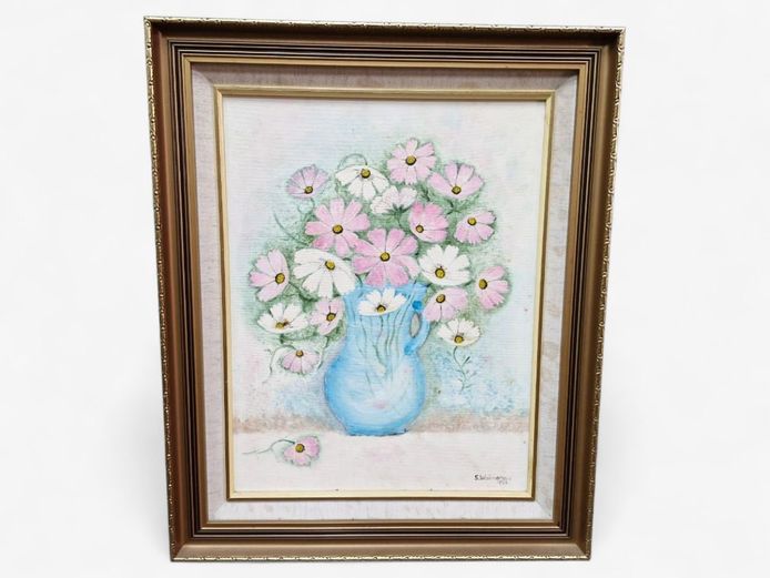 Original Oil Cosmos Painting by S. Wolmarans 1996