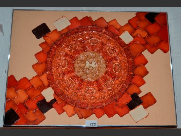 TEXTURED MAYAN ABSTRACT ON CANVAS, 100 x 75cm
