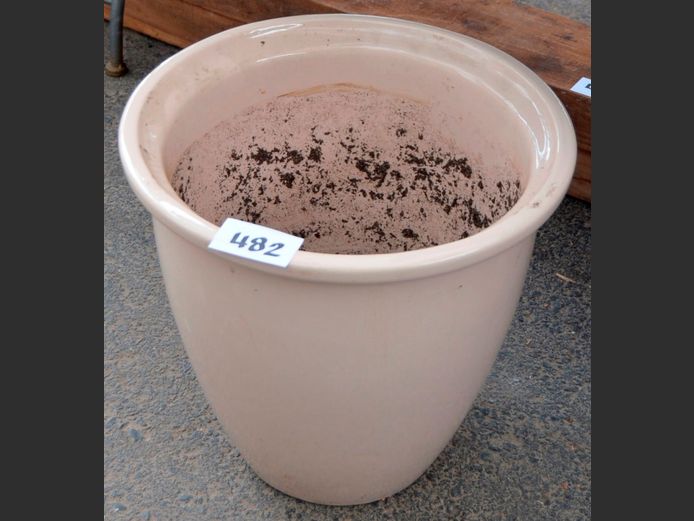 CREAM GLAZED CERAMIC PLANTER, 42cm Diameter x 40cm High