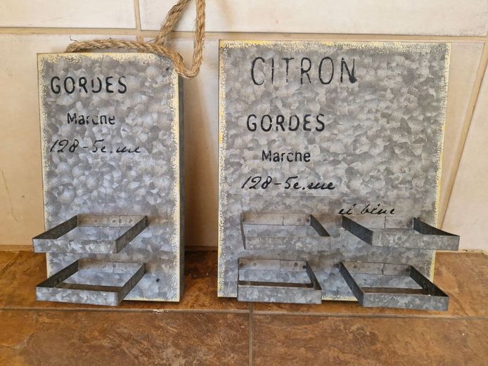 French Industrial Galvanized Metal Wall Organizers