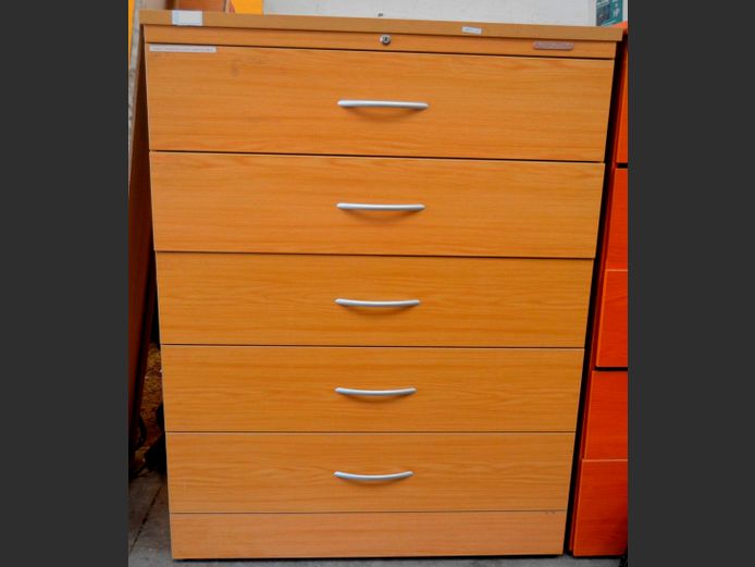 OAK FOIL 5-DRAWER OPTIPLAN, 117 x 60 x 149cm