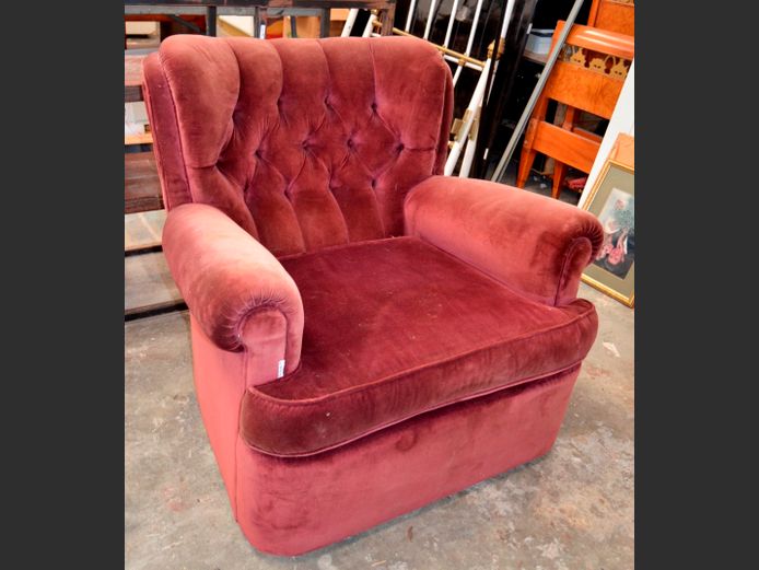 PLUM UPHOLSTERED ARMCHAIR