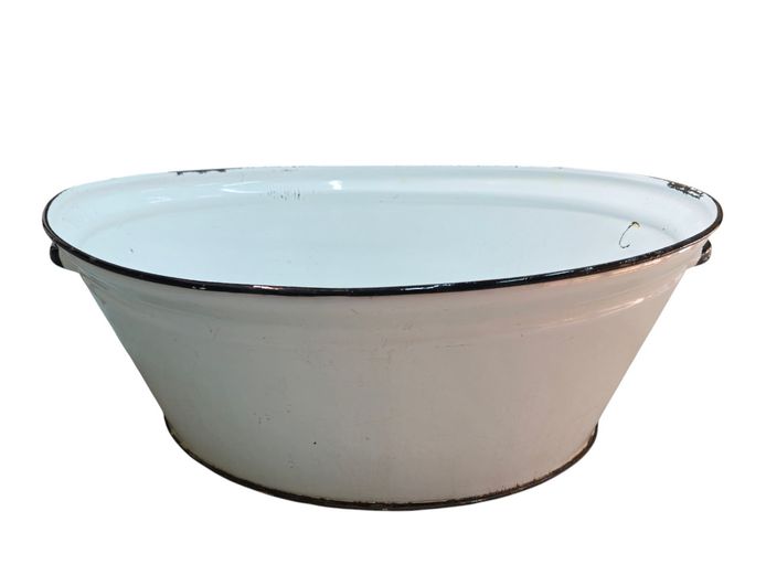 Vintage Enamelware Oval Wash Basin Tub