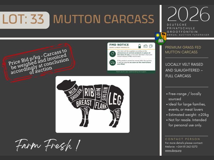 DEUTSCHE PRIVATSCHULE GROOTFONTEIN | MUTTON CARCASS