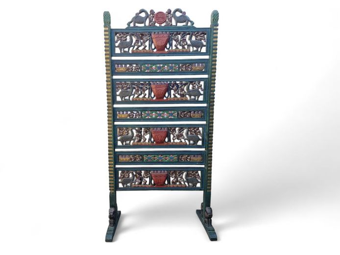 Antique Oriental Carved Wooden Screen