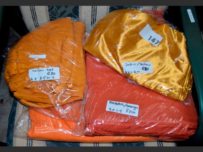 LOT: YELLOW & ORANGE FABRIC, etc