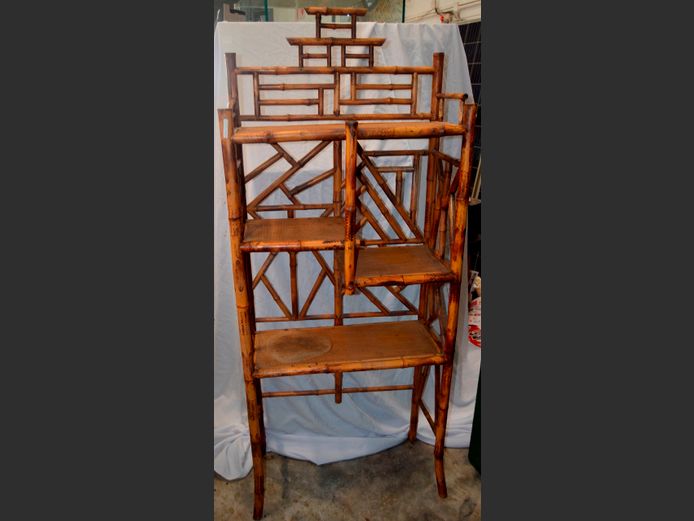 CHINESE BAMBOO WHAT-NOT, 68 x 30 x 164cm [Some water marks]