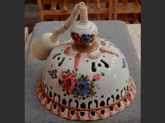 HAND PAINTED CERAMIC CEILING LIGHT, 35.5 Diameter x 30cm High