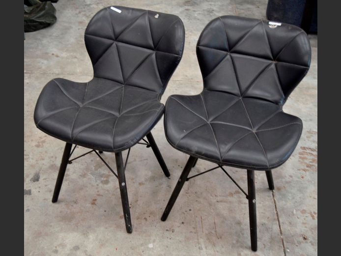 PAIR BLACK LEATHER TOUCH CHAIRS