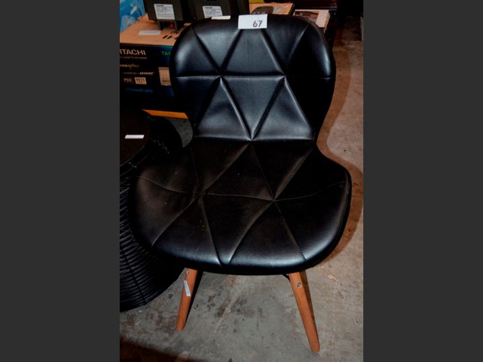 BLACK LEATHER TOUCH CHAIR ON BEECHWOOD LEGS
