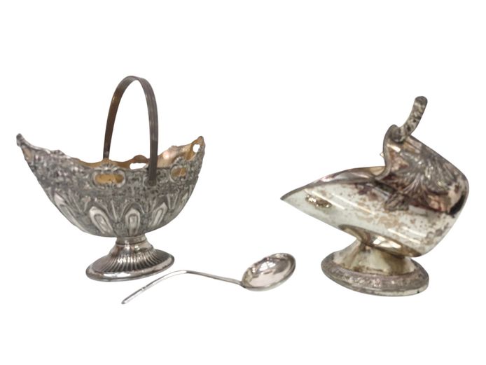 Vintage Silver-Plated Sugar Scuttle Set