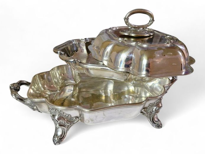 Antique Silver-Plated Serving Dish Trio