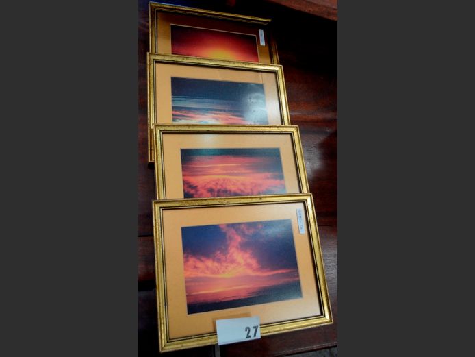 SET OF 4 GILT FRAMED SUNSET PICTURES
