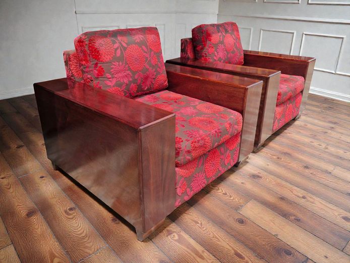 Mid-Century Modern Cube Club Chairs