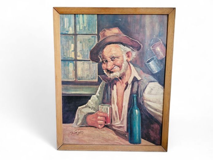 Reproduction DeCurtis Painting "Old Man Drinking"