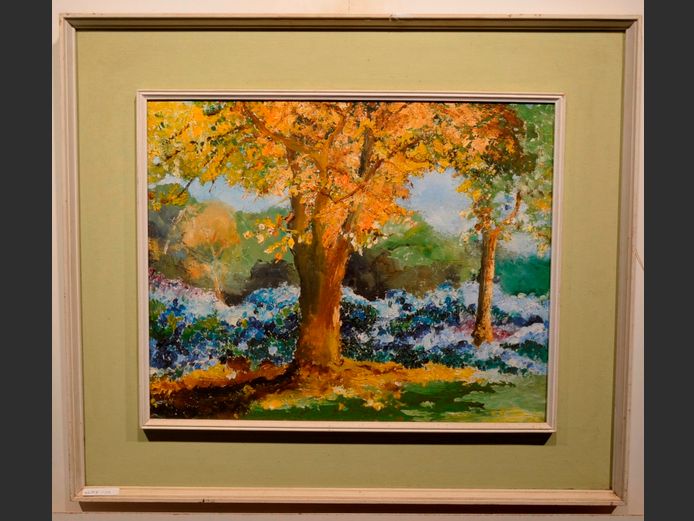 FRAMED OIL ON BOARD "AUTUMNAL TREE", 49.6 x 39.6cm