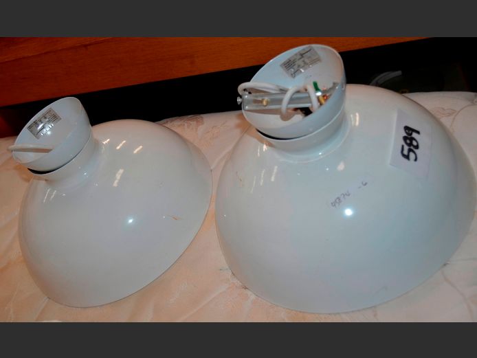PAIR TEMPEEST METAL PENDANT LIGHTS, 28cm Diameter x 144cm