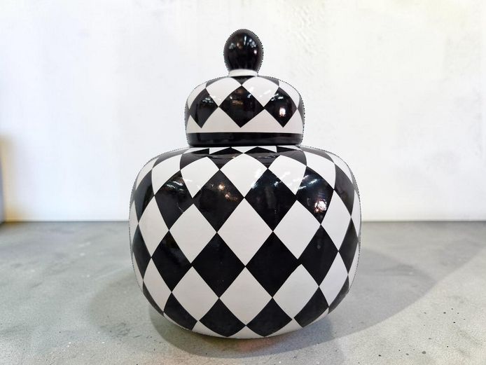 Contemporary Harlequin Pattern Ginger Jar