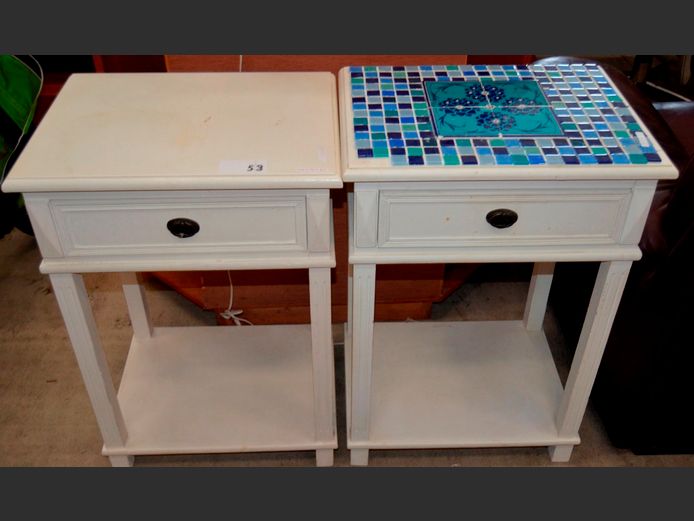 PAIR SINGLE DRAWER BEDSIDE PEDESTALS WITH BOTTOM SHELF, 48 x 36 x 69cm