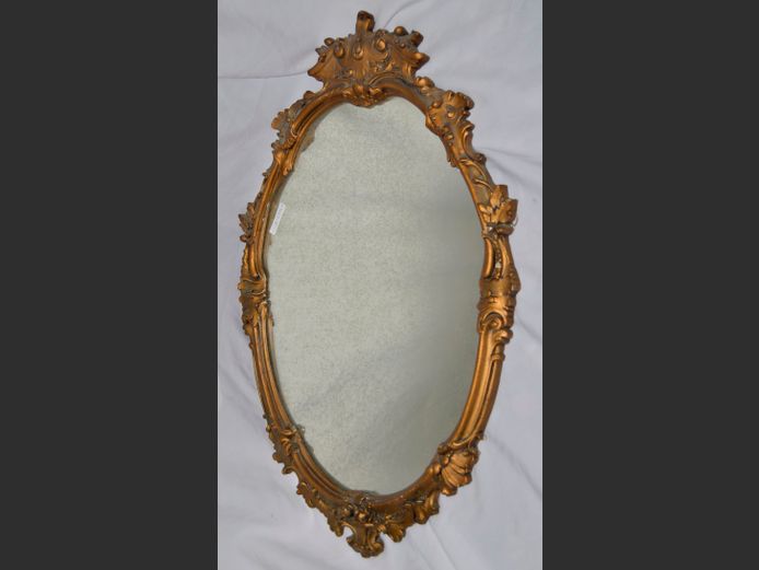 ROCOCO GILT FRAMED MIRROR, 72 x 45cm [Some losses]
