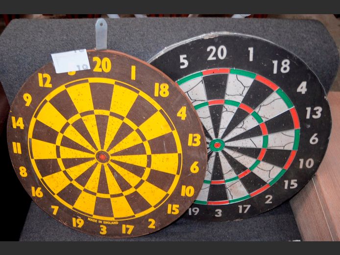 LOT OF 2: CORK DARTBOARDS, 45.5cm Diameter & 43.5cm Diameter