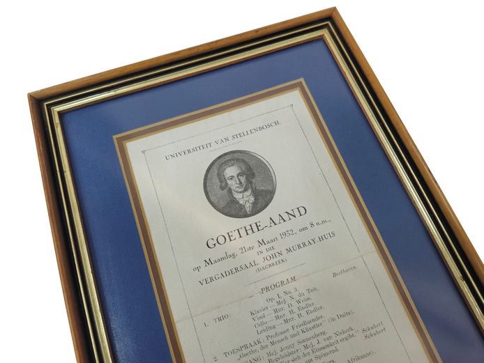 Framed 1932 Stellenbosch University "Goethe-Aand" Concert Program