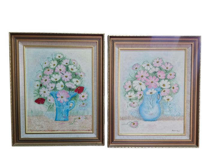 S. Wolmarans Framed Still Life Oil Paintings on Canvas