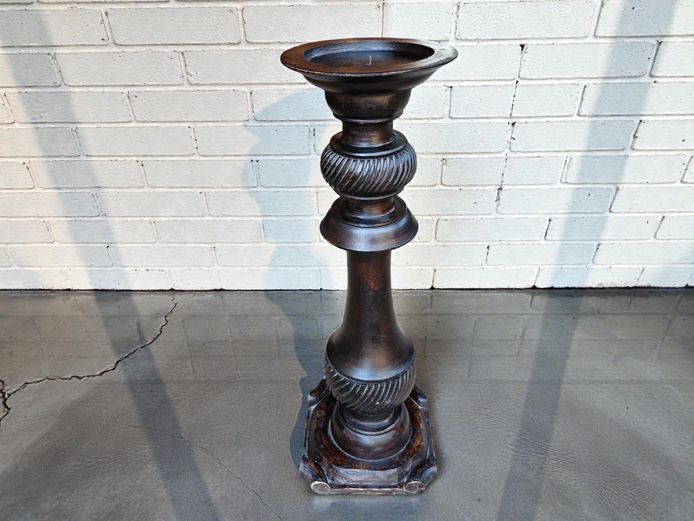 Vintage Hand-Carved Dark Wood Torchère Stand (Tall Standing)