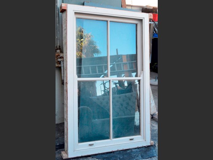 TEAK SASH WINDOW, 175 x 125cm