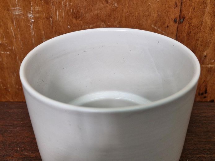 Minimalist White Ceramic Planter Pot with Unglazed Base