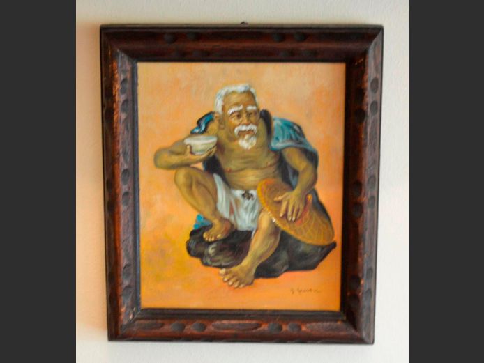 FRAMED OIL ON CANVAS "ELDERLY CHINESE MAN" SIGNED Y. YEAMAN, 24.5 x 19.5cm