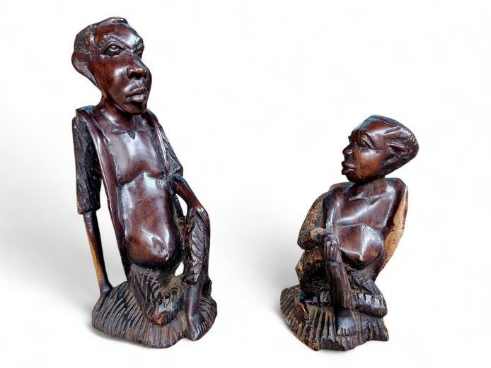 Hand Carved Solid Wood African Statues