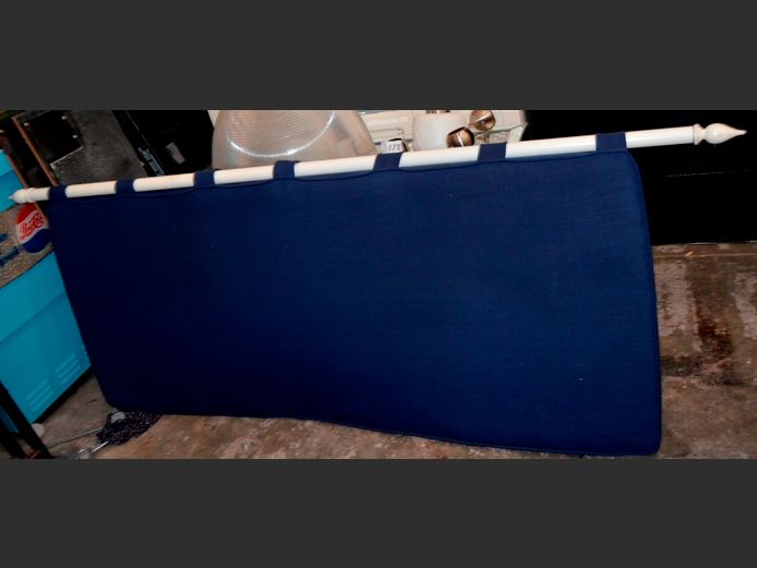 BLUE UPHOLSTERED WALL MOUNT HEADBOARD