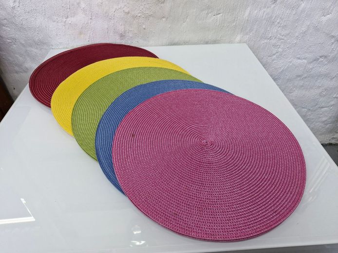 Set of 13 Colorful Braided Round Placemats