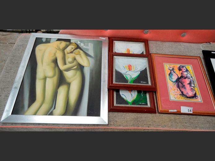 FRAMED CLAERHOUT PRINT, 28.5 x 19.5cm, A FRAMED NUDE STUDY, 60 x 50cm, etc