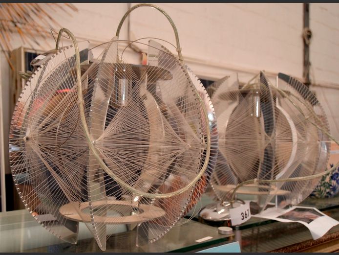 PAIR PAUL SECON CEILING LIGHTS, 38cm High