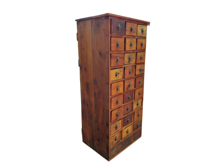 Antique Oregon Pine Apothecary Multi-Drawer Cabinet