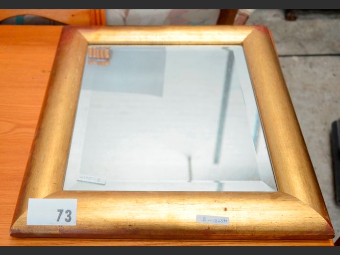 GILT FRAMED & BEVELLED MIRROR, 51 x 46cm [#: 422545813]