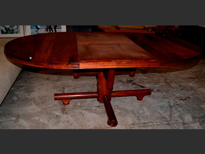 KIAAT CIRCULAR OVAL EXTENSION DINING TABLE, 198 x 137 x 74cm
