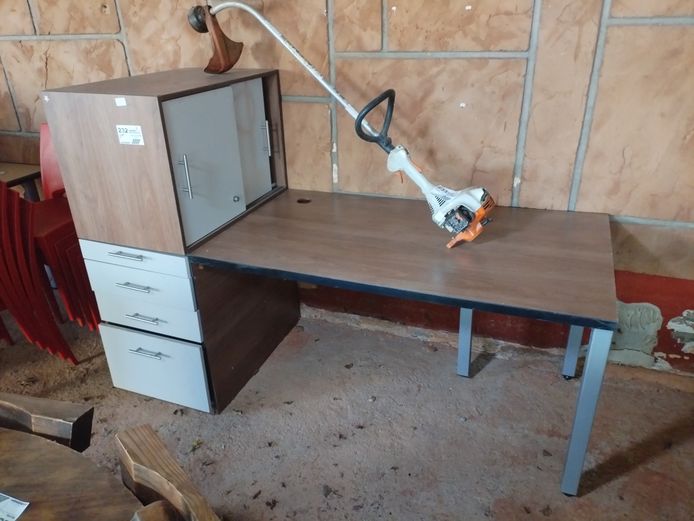 DESK WITH DRAWERS AND CABINET