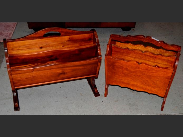 LOT OF 2: IMBUIA MAGAZINE STANDS, 54 x 29 x 42cm & 42 x 22 x 40cm