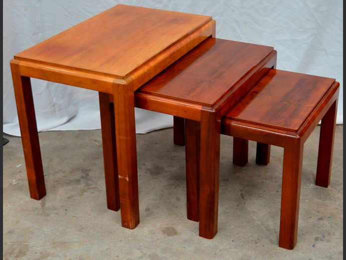 IMBUIA NEST OF 3 TABLES, 65 x 42 x 52cm, 54 x 39 x 45cm & 43 x 36 x 40cm