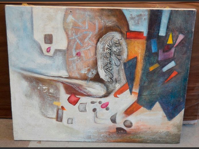 UNFRAMED ABSTRACT OIL ON CANVAS, 100 x 80cm