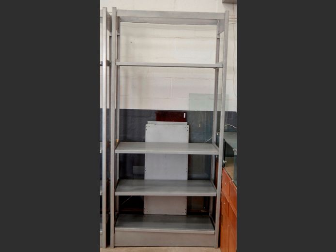 GREY METAL 4-TIER SHELF, 98 x 44 x 211cm